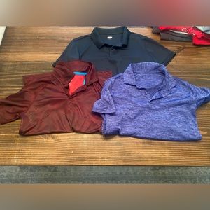 Lot of 3 dry fit polo golf shirts. Youth boy 10/12